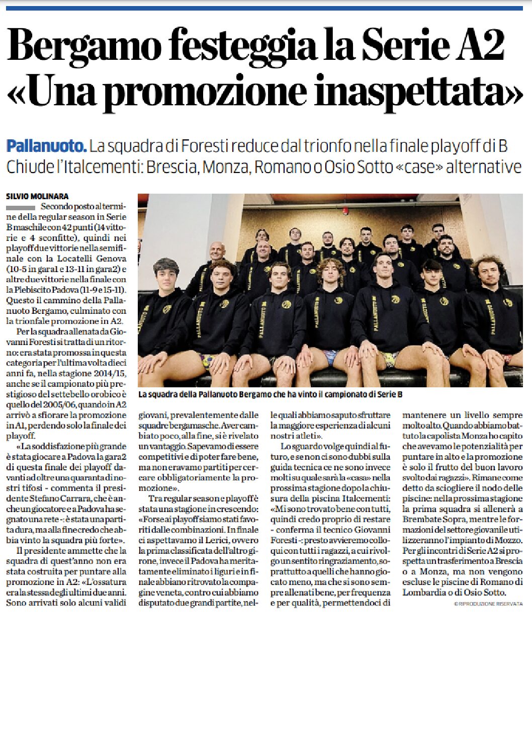 La PNBG torna in A2 dopo 10 anni!